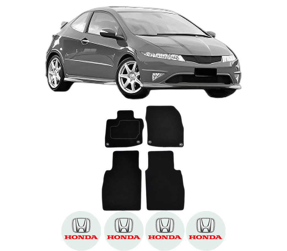 Set Covorase Presuri HONDA CIVIC VIII Hatchback (FN, FK) din 2005-2012, Auto, Material Textil Mocheta, 4 Stickere auto cu HONDA