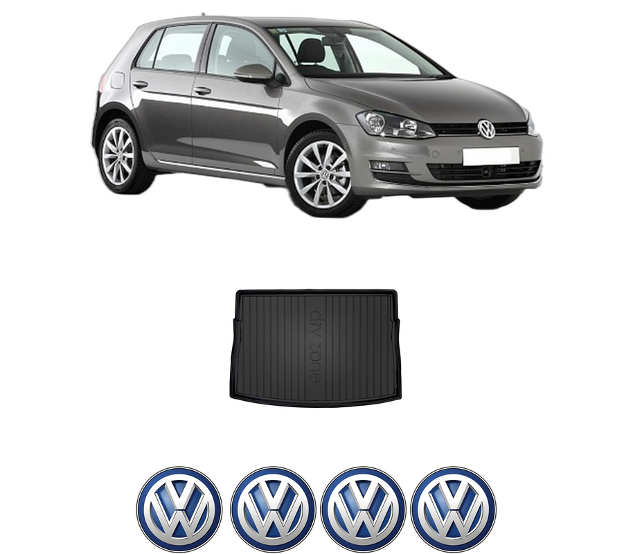 Tavita Portbagaj Volkswagen GOLF VII (5G1, BQ1, BE1, BE2) din 2012-2021, Protectie Portbagaj Auto, 4x Stickere auto cu Volkswagen