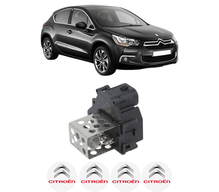 Rezistenta trepte ventilator aeroterma CITROEN DS4 (NX_) din 2011-2015, rezistor ventilator habitaclu auto, 4x Stickere Auto cu CITROEN
