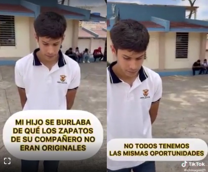 Se burló de los tenis de su compañero y su papá le enseña a no hacer bullying