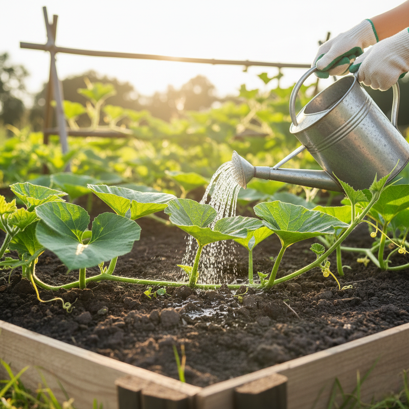 Watering schedule for bottle gourd vines in pots and garden beds