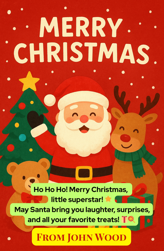 Editable Christmas Greeting Card Canva Template for Kids (Instant Download)
