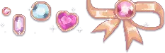 Pink, blue, and purple gems with a golden outline