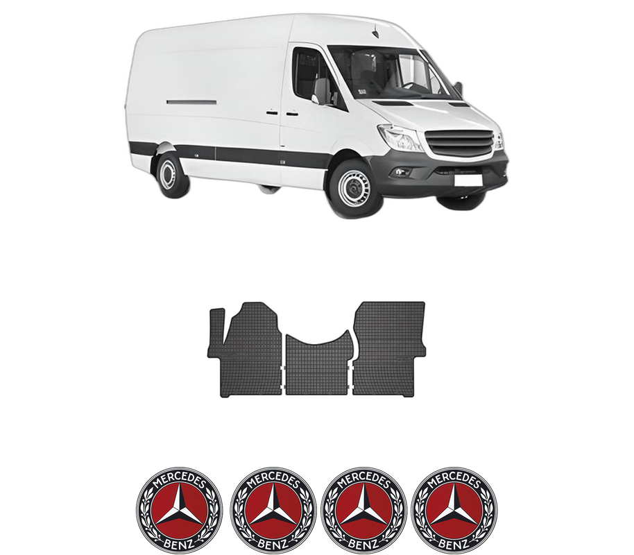 Set covorase presuri MERCEDES-BENZ SPRINTER 3-t Van (B906) din 2006-2018, auto, din cauciuc thermoplastic, 4 Stickere auto cu MERCEDES-BENZ
