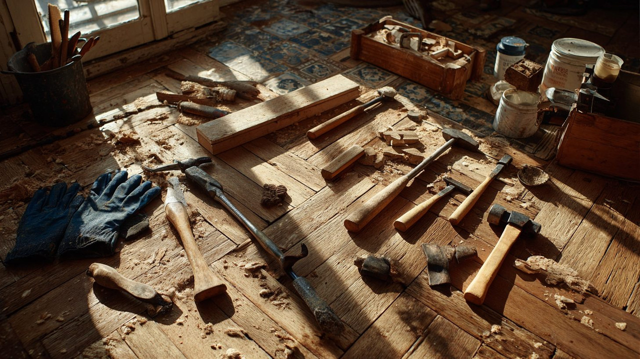 Инструменты для демонтажа паркета в квартире