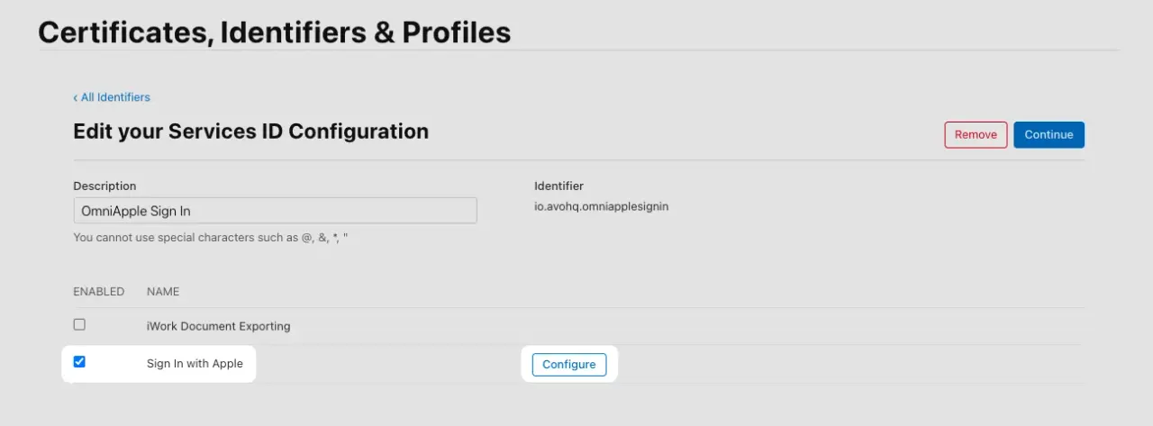 Configure Sign in with Apple
