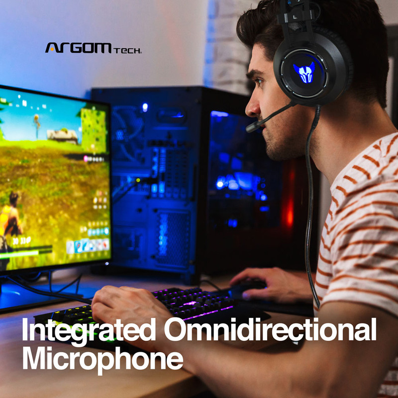 Auriculares para videojuegos Argomtech Combat HS46, mostrando su diseño y características.