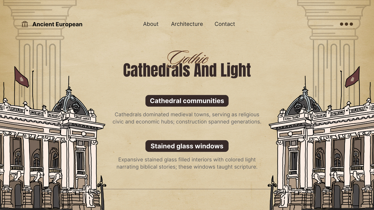 Brown Simple Ancient European Architecture Presentation