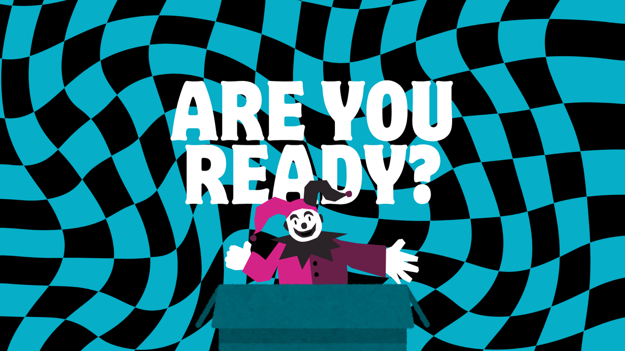 Blue Pink Cool Retro Wavy Checkered Game Night Animated Game Presentation