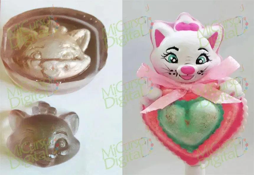 Molde para foami gata marie kitty termoforma e inyector de pasta