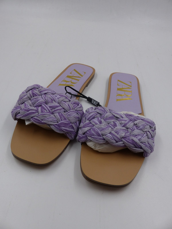 ZARA 2660/710/081 WOMENS CASUAL WOVEN RAFFIA FLAT SANDAL IN PURPLE SIZE 10