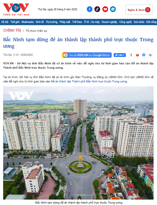 dung ke hoach bac ninh len tptw Bắc Ninh "chốt lịch" lên thành phố Trung ương trước 2030 sau lần "nhỡ hẹn chẳng lên"