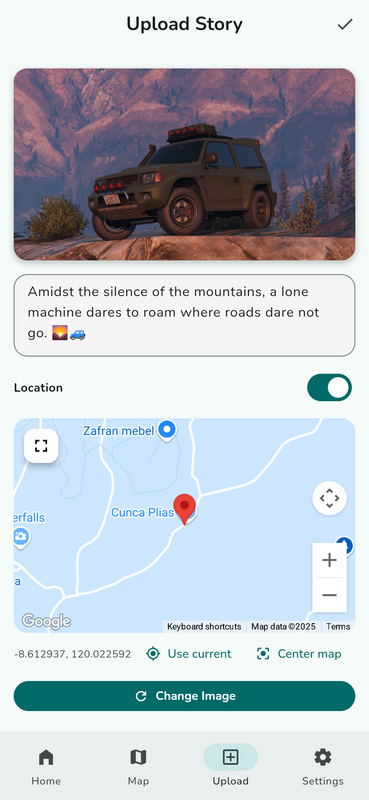 Upload Story Screen Filled