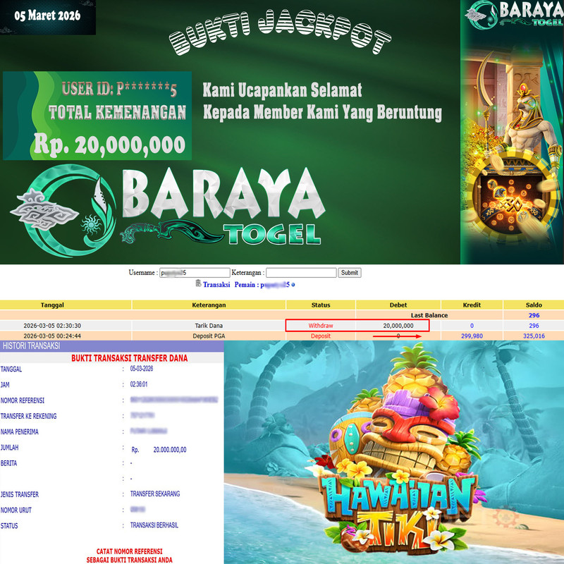 Rp. 20.000.000.- WD LUNAS DI BARAYATOGEL