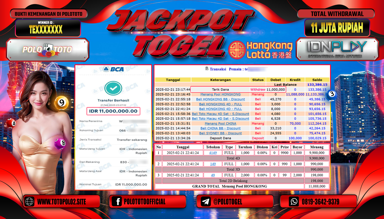 POLOTOTO JACKPOT TOGEL PASARAN HONGKONG Rp.11.000.000,-