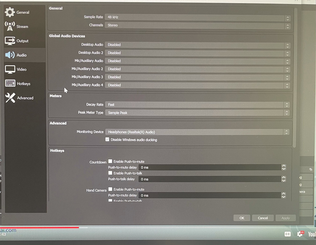 settings OBS