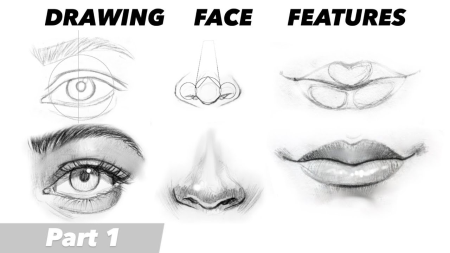 How to Draw realistic Eyes, Nose and Lips with simple easy to follow guidelines.