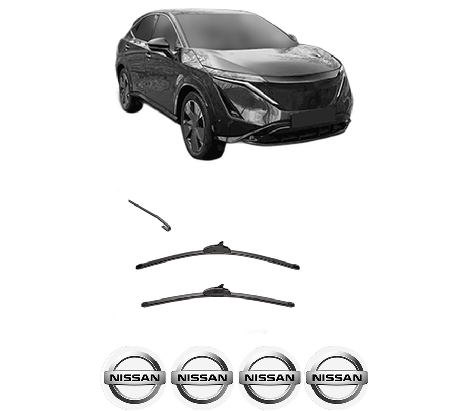 Set stergatoare auto NISSAN ARIYA (FE0) din 2020, pentru parbriz auto, 2 bucati, Valeo Silencio, din cauciuc siliconat rezistent, 4 Stickere Auto NISSAN