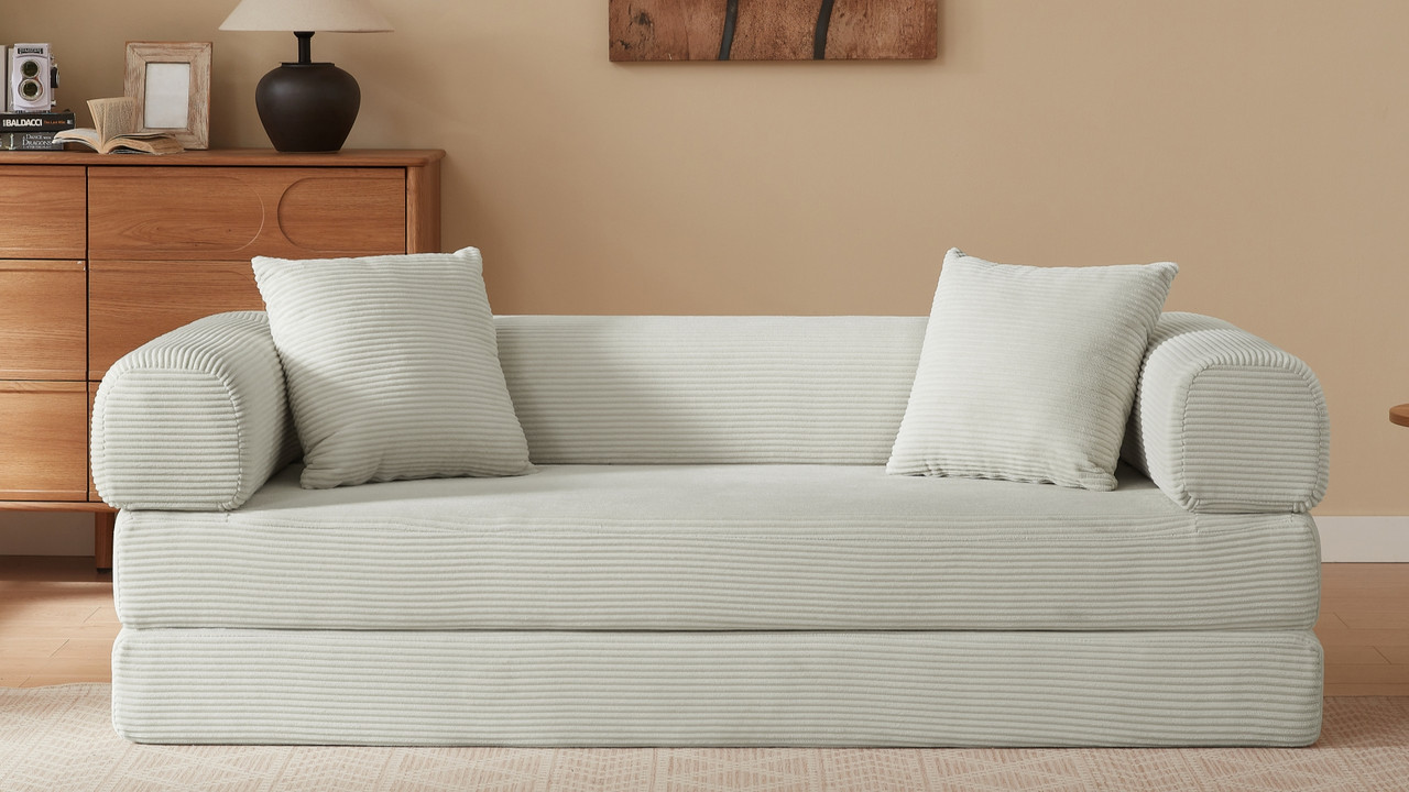 Canapé convertible modulaire en velours côtelé