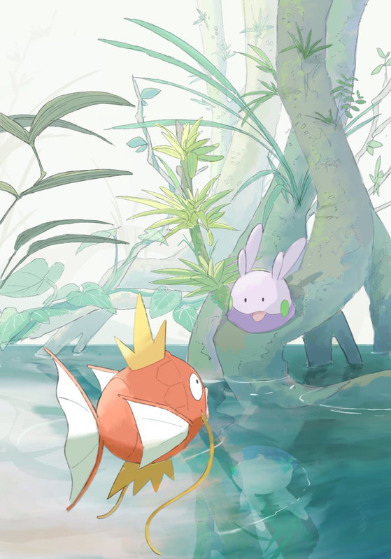 magikarp-and-goomy-pokemon-drawn-by-momo