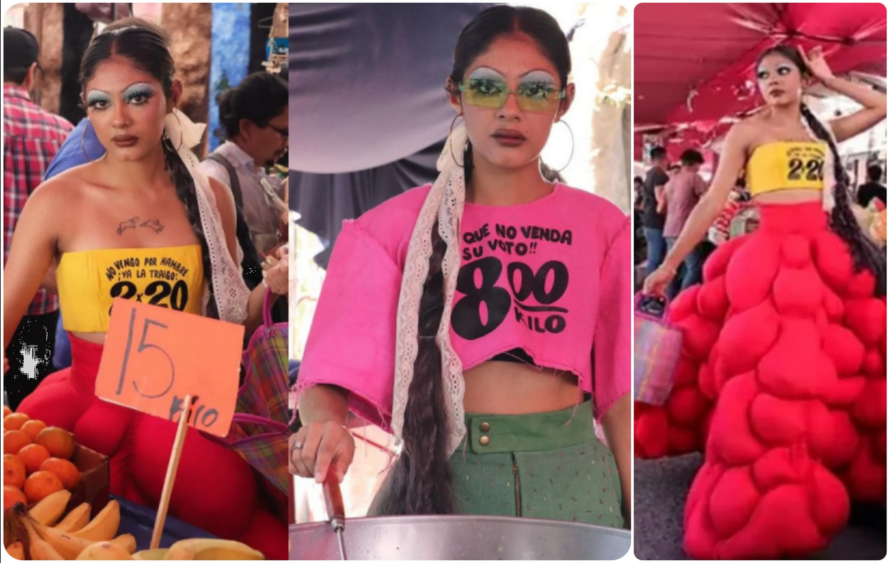 Estudiante de diseño de modas crea ropa inspirada en el tianguis: video viral