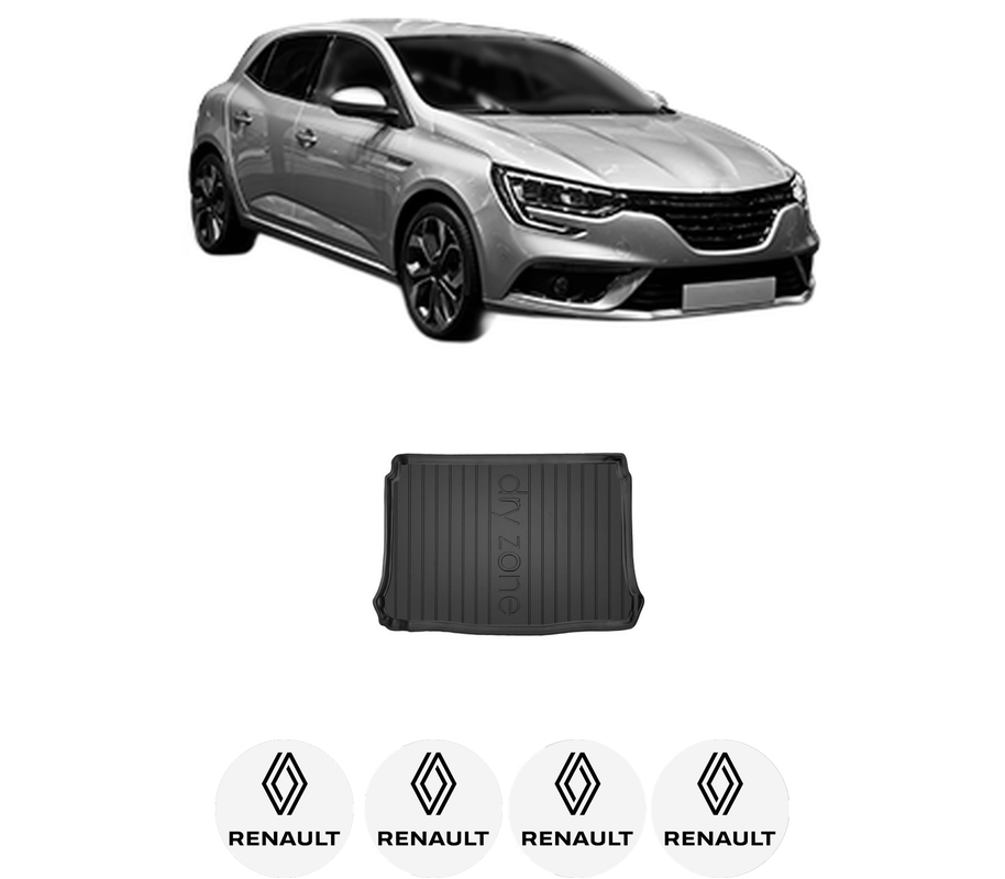 Tavita Portbagaj RENAULT MEGANE IV Hatchback (B9A/M/N_) din 2015-2021, Protectie Portbagaj Auto, 4x Stickere auto cu RENAULT
