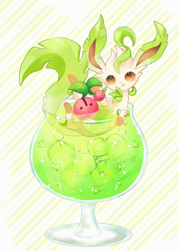 leafeon-and-cherubi-pokemon-drawn-by-sas