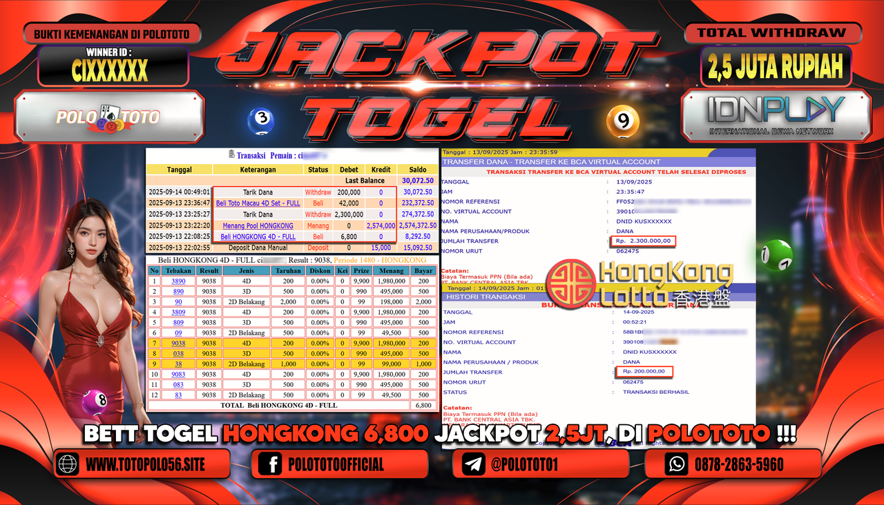 POLOTOTO JACKPOT TOGEL HONGKONG LOTTO Rp.2.500.000,-