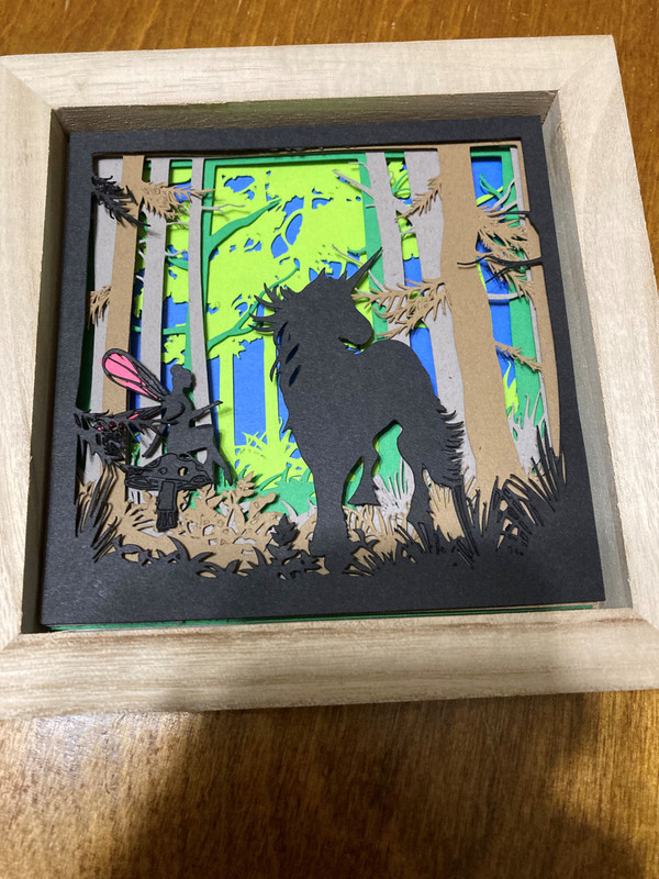 magical shadow box with unicorn and fairy
