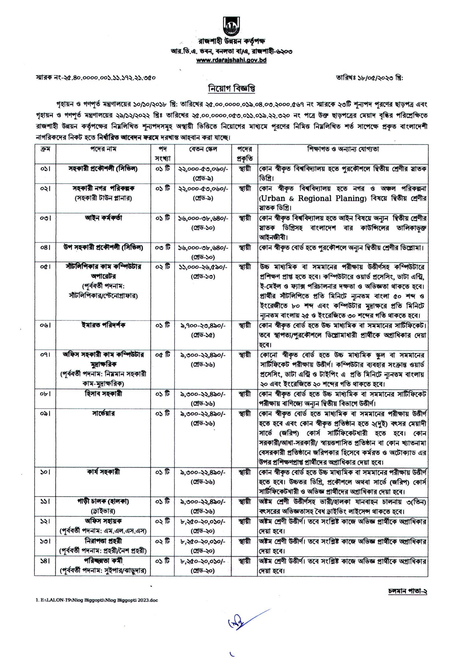 RDA Job Update Notice 2023