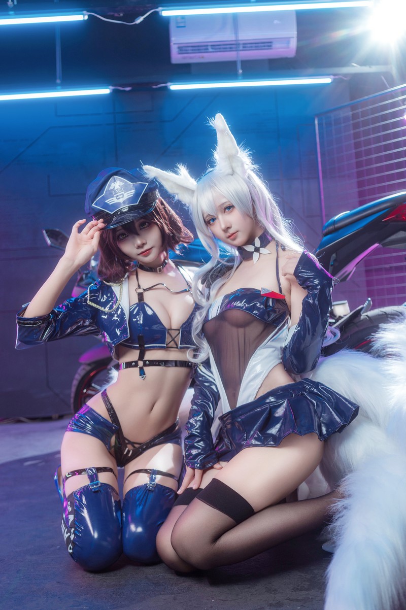 艾西Aiwest 碧蓝航线巴尔的摩&信浓赛车女郎Cosplay写真图集 双人高清图集 47P (200.7M)插图8