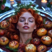 Garden wedding wom served Redhair head 0 06