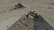 Pyramid of Khafre, Khefren, Chephren .. aerial Structure Details.