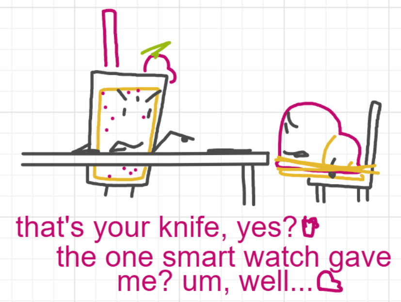 A panel from A Murder On The, episode six of the Board Boards object show by Furretwalk/WalkingFurret.