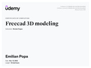 Freecad 3D modeling Certificat english