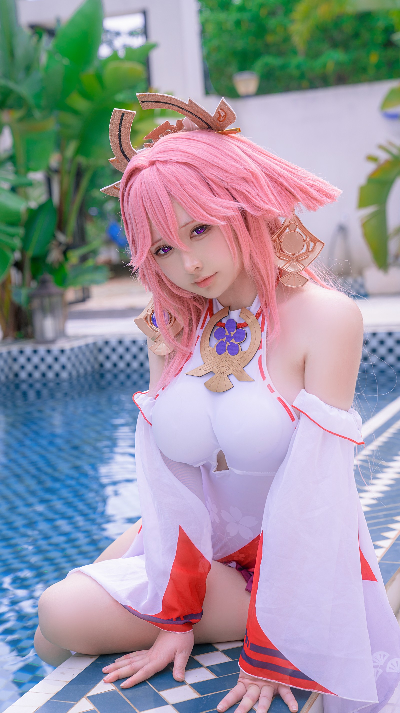 樱梨梨 八重神子 泳装 Cosplay 写真合集｜原神角色高清图集（29P｜429MB）插图