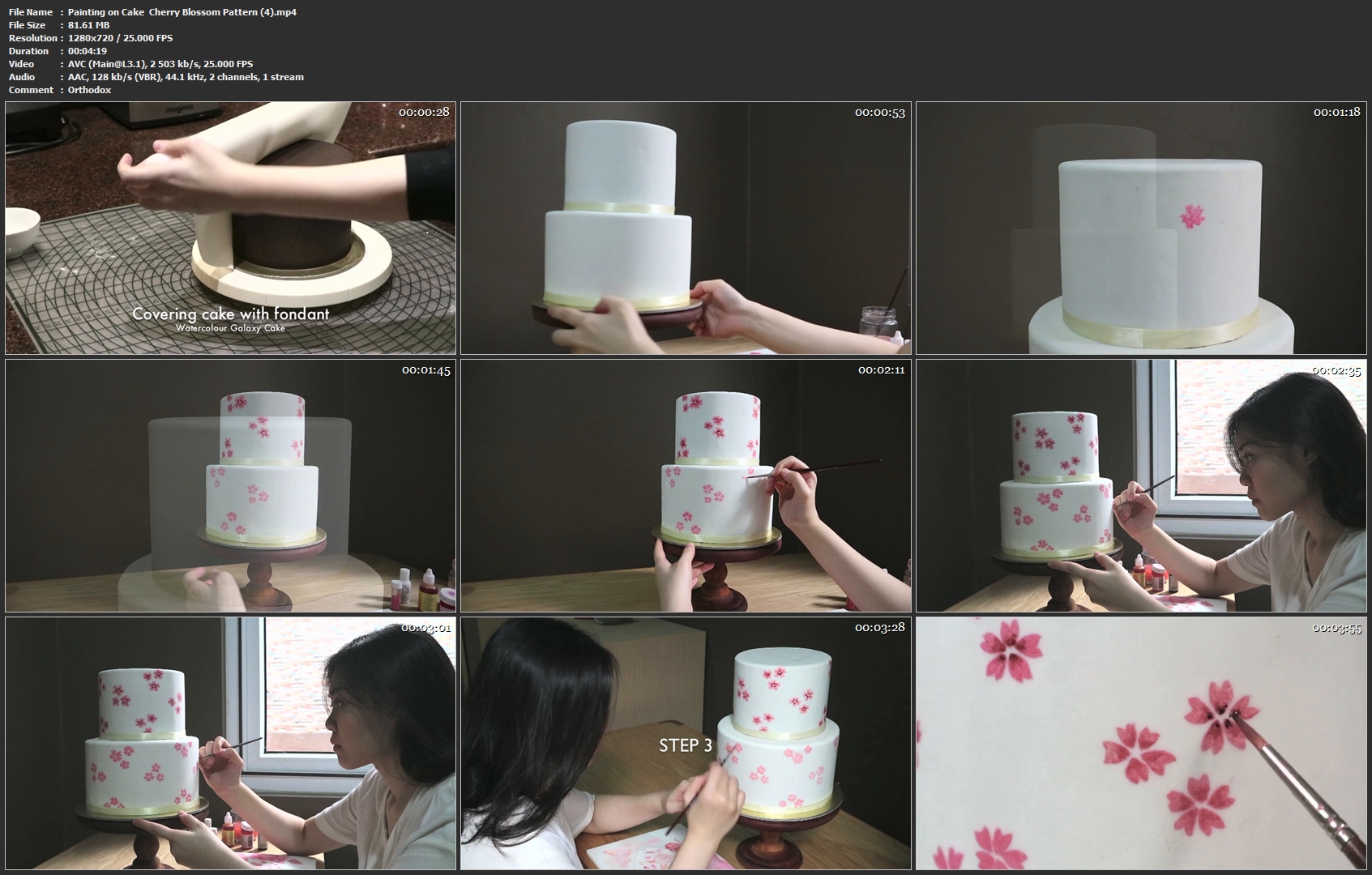 Painting-on-Cake-Cherry-Blossom-Pattern-