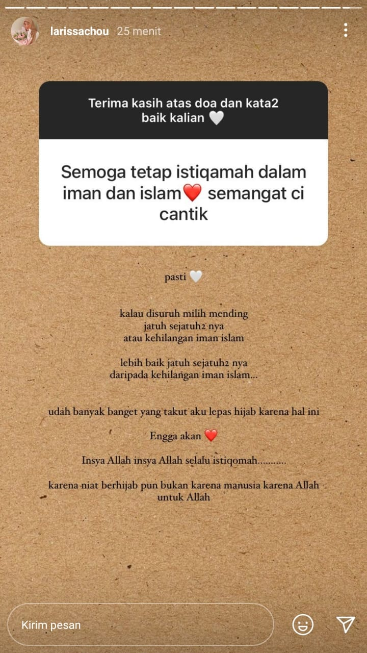Larissa Chou akui akan tetap mengenakan hijab