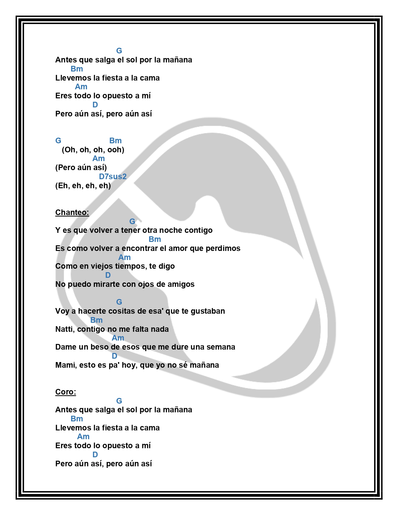 Antes Que Salga El Sol Natti Natasha Prince Royce Letra y Acordes by