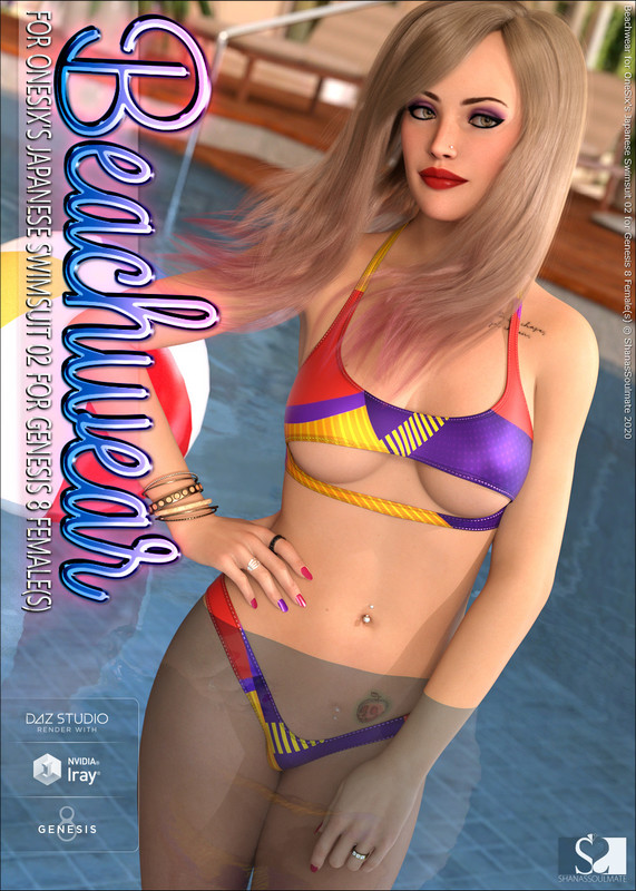 Beachwear for Japanese Swimsuit 02 for Genesis 8 Female