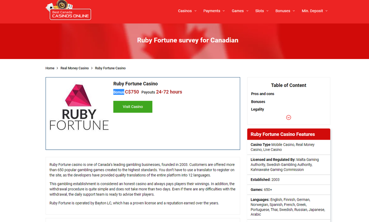 ruby fortune casino bonuses