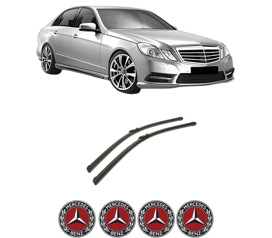 Set stergatoare auto MERCEDES-BENZ E-CLASS (W212) din 2009-2016, pentru parbriz auto, 2 bucati, Bosch Aerotwin, din cauciuc siliconat rezistent, 4 Stickere Auto MERCEDES-BENZ