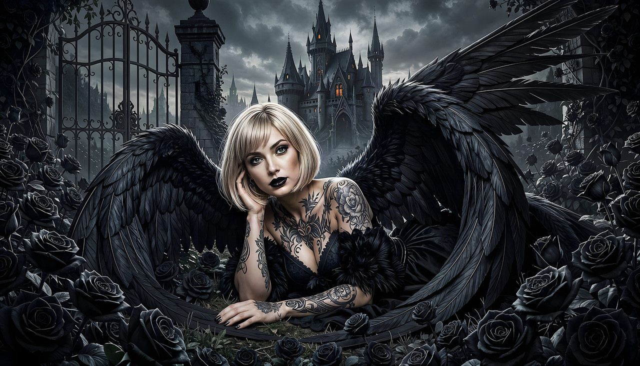 Goth Black Rose Girl