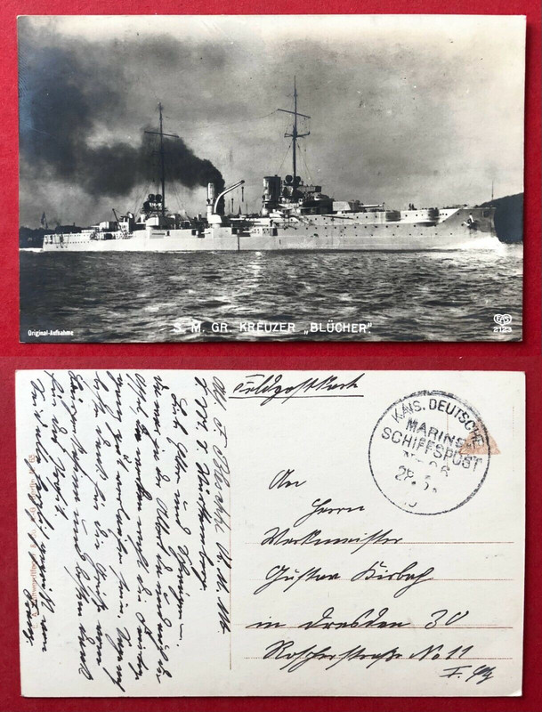 Foto AK Kaiserl. Kriegsmarine 1. WK 1915 S. M. Gr. Kreuzer Blücher ( 97247