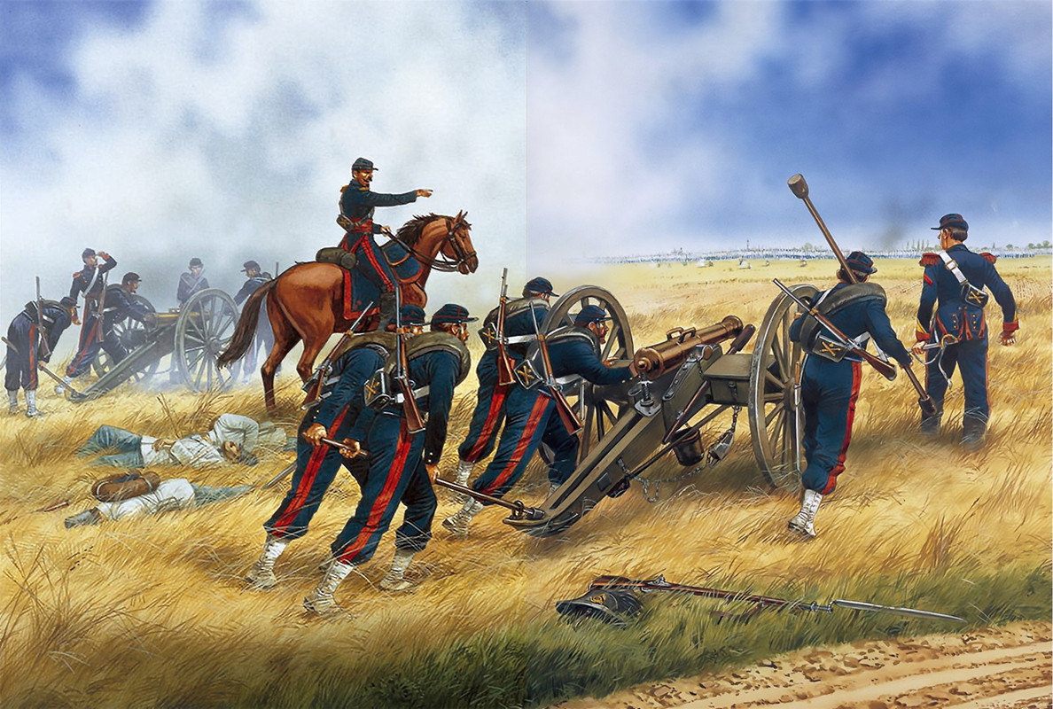 Franco austriaca Solferino Los canones franceses del II Cuerpo de Mac Mahon abren fuego a traves del
