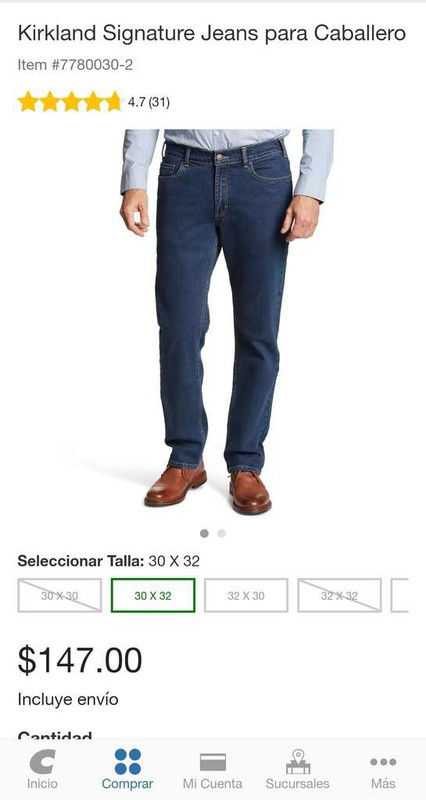 Costco: Kirkland Signature Jeans para Caballero Varias Tallas y Colores 
