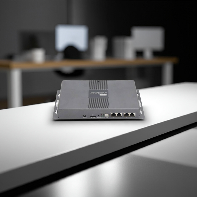 Saídas Ethernet do Novastar Tb60I controlando um grande painel de LED