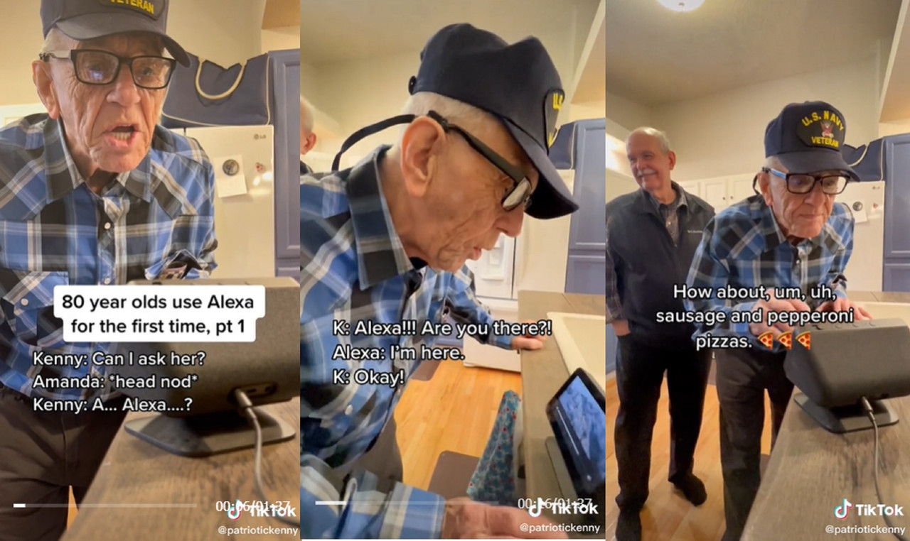 Abuelito dejó ver en un video viral de TikTok su primera vez con Alexa
