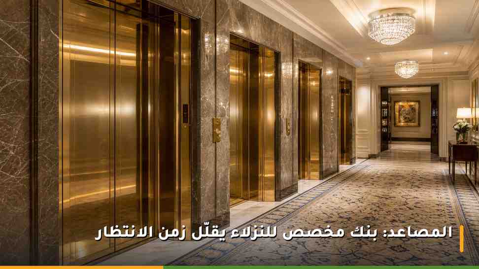 بنك المصاعد المخصص لنزلاء فندق قصر مكة رافلز داخل ردهة الفندق