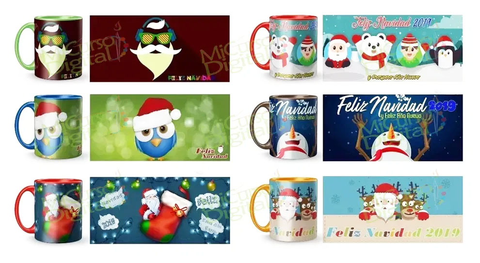 Pack 400 Plantillas Tazas pocillos de Navidad Sublimación Png Jpg